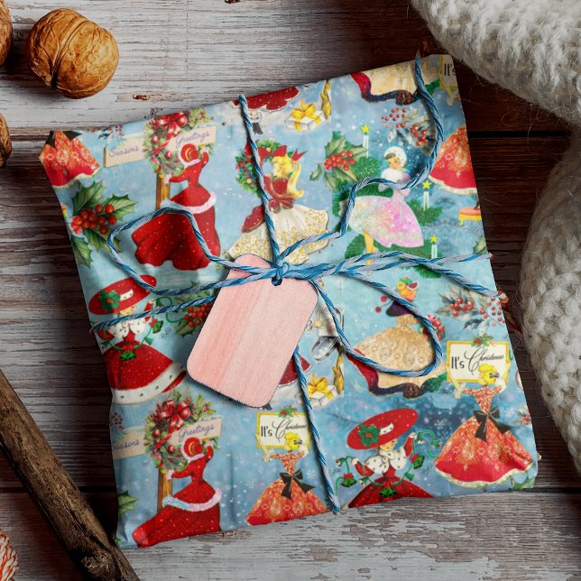 Vintage Christmas Girls  Wrapping Paper (Creator Uploaded)