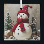 Vintage Christmas - Glass Square Ornament<br><div class="desc">Vintage Christmas - Glass Square Ornament
Design 02
A perfect little gift!</div>