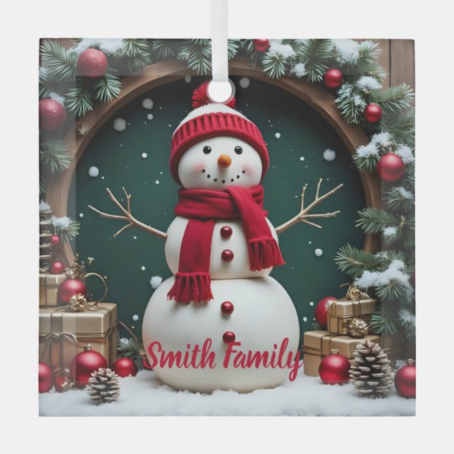 Vintage Christmas - Glass Square Ornament (Front)