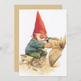 Vintage Christmas Gnome Carving Holiday Card