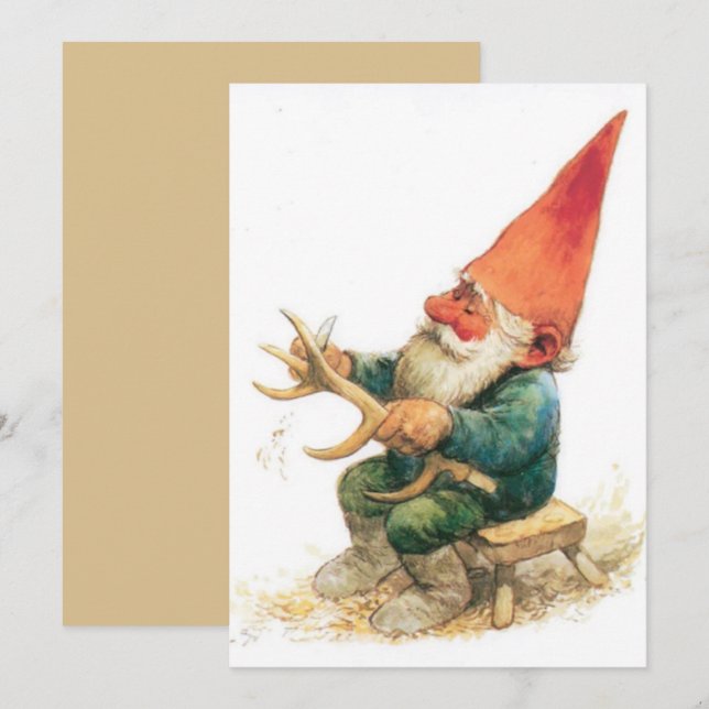 Vintage Christmas Gnome Holiday Card (Front/Back)