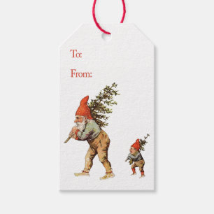 Vintage Christmas Gnomes Gift Tag