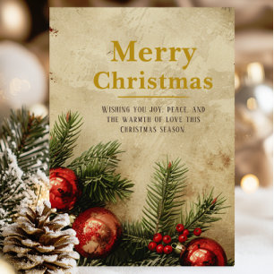 Vintage Christmas Gold Greeting Card   Classic Red