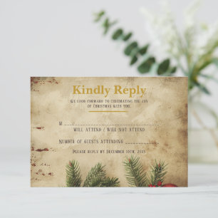 Vintage Christmas Gold RSVP Card   Elegant