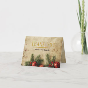 Vintage Christmas Gold Thank You Card