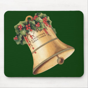 Vintage Christmas Golden Bells, Season's Greetings Mouse Mat