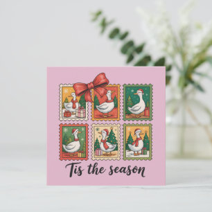 Vintage Christmas Goose Retro Tis The Season Holiday Card