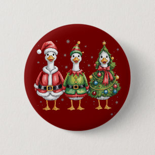 Vintage Christmas Goose Santa Duck Silly Goose 6 Cm Round Badge
