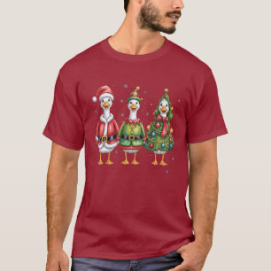 Vintage Christmas Goose Santa Duck Silly Goose T-Shirt