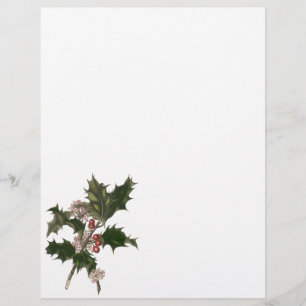Vintage Christmas, Green Holly Plant with Berries Flyer