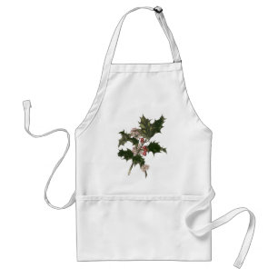 Vintage Christmas, Green Holly Plant with Berries Standard Apron