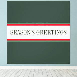 Vintage Christmas Green Red White Stripes Text Canvas Print