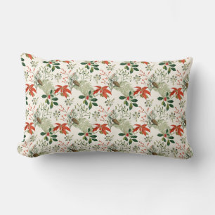 Vintage Christmas Greenery Pattern Lumbar Cushion