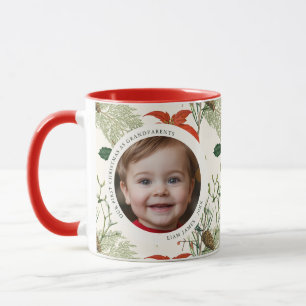 Vintage Christmas Greenery Pattern Photo Mug
