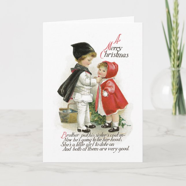 Vintage Christmas Greeting Card Traditional Card (Front)