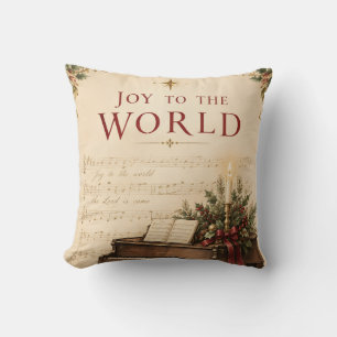 Vintage Christmas Greeting , Classical Music style Cushion