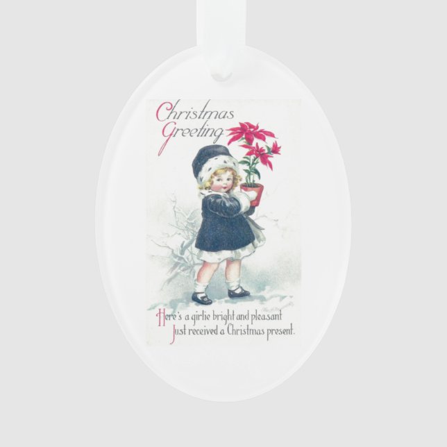 Vintage Christmas Greeting Cutie Ornament (Front)