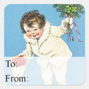 Vintage Christmas Greeting Gift Tag