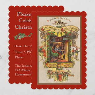 Vintage Christmas Greeting Party Invitation