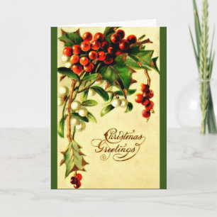Vintage Christmas Greetings (Envelopes included) Holiday Card