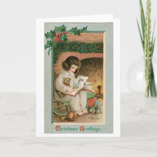 Vintage Christmas Greetings Holiday Card