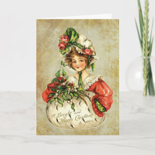 Vintage Christmas Greetings Holiday Card