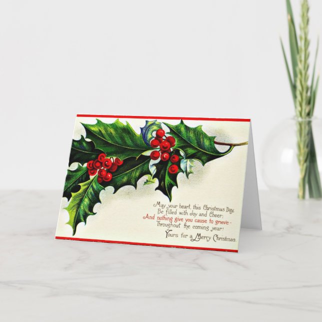 Vintage Christmas Greetings Holiday Card (Front)