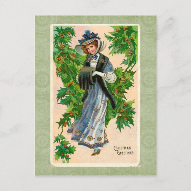 Vintage Christmas Greetings Postcard (Front)