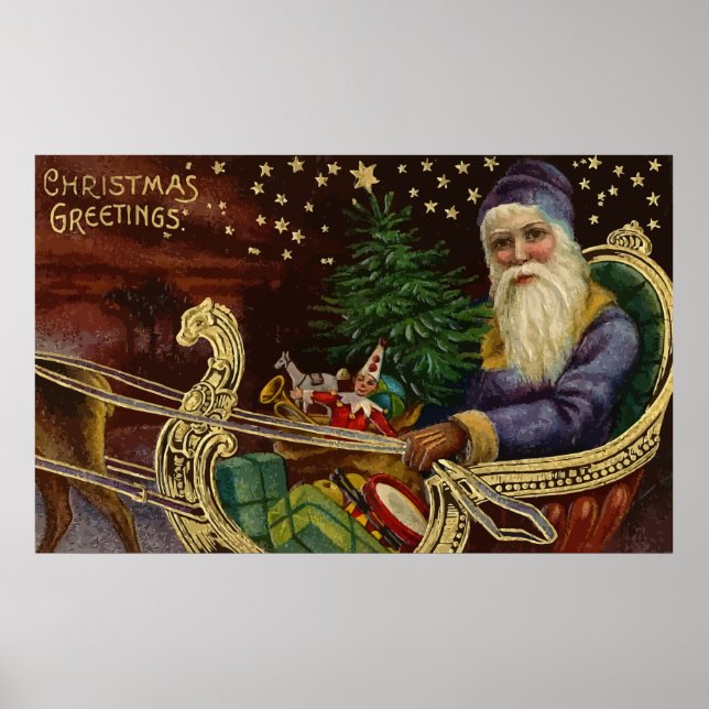 Vintage Christmas Greetings Poster (Front)
