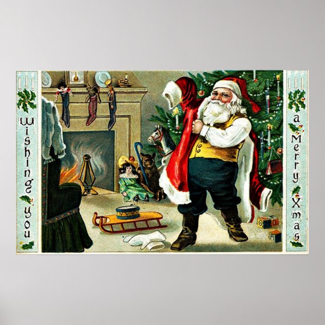 Vintage Christmas Greetings Poster (Front)