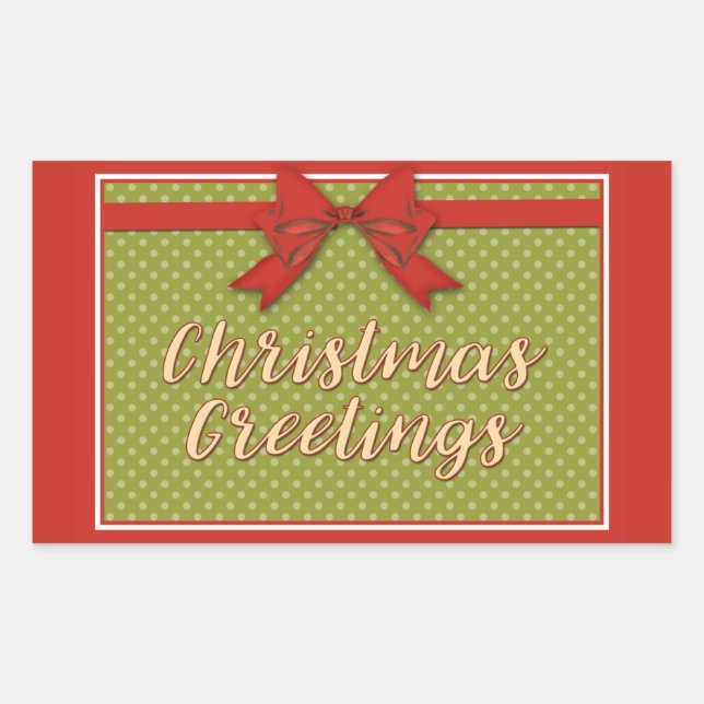 Vintage Christmas Greetings Rectangular Sticker (Front)