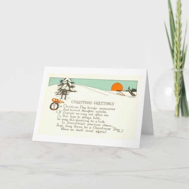Vintage - Christmas Greetings to Friends, Holiday Card (Front)