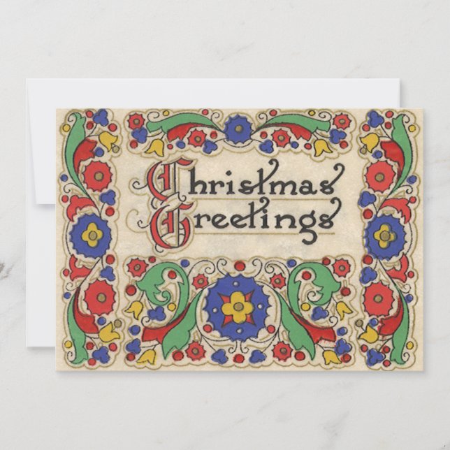 Vintage Christmas Greetings with Border Invitation (Front)