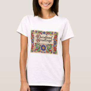 Vintage Christmas Greetings with Decorative Border T-Shirt