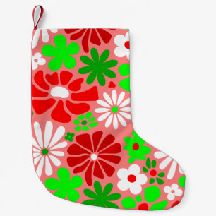 vintage christmas groovy 1960s floral small christmas stocking