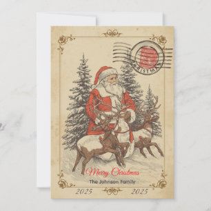 Vintage Christmas Hand-Drawn Flat Holiday Card