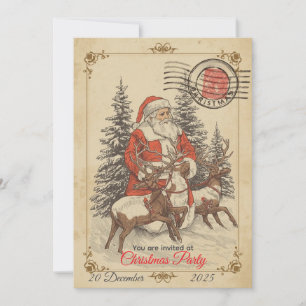 Vintage Christmas Hand-Drawn Flat Holiday Invitation