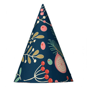 Vintage Christmas Hand Drawn Seamless Party Hat