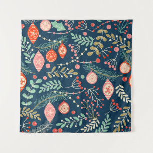 Vintage Christmas Hand Drawn Seamless Tapestry