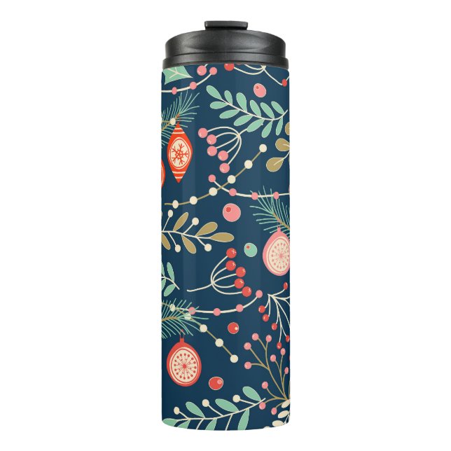 Vintage Christmas Hand Drawn Seamless Thermal Tumbler (Front)