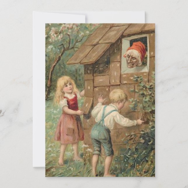 Vintage Christmas Hansel And Gretel Holiday Card (Front)