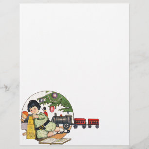 Vintage Christmas, Happy Boy Playing with Toys Flyer