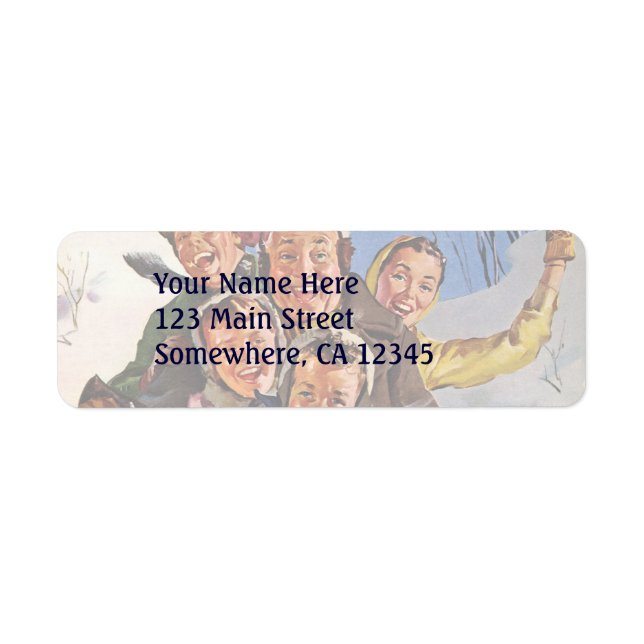 Vintage Christmas, Happy Family Toboggan Sledding (Front)