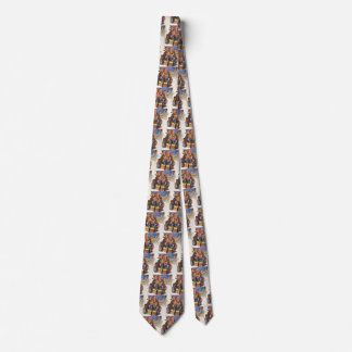 Vintage Christmas, Happy Family Toboggan Sledding Tie