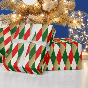 Vintage Christmas Harlequin Diamonds Wrapping Paper