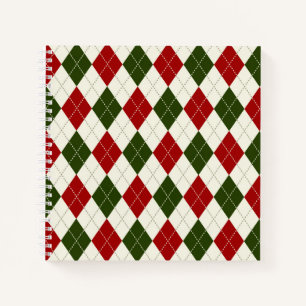 Vintage Christmas Harlequin Plaid Notebook