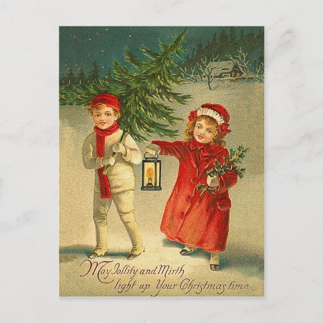 Vintage Christmas - Have Jollity and Mirth Holiday Postcard (Front)