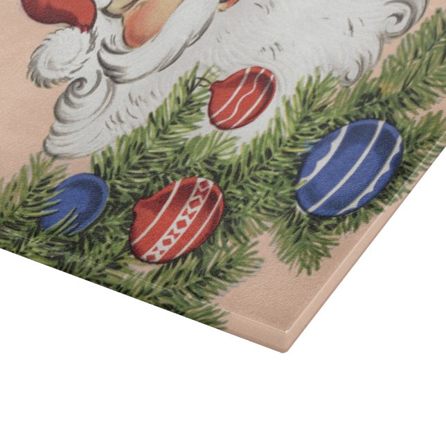 Vintage Christmas Hello! Jolly Santa Claus Cutting Board (Corner)