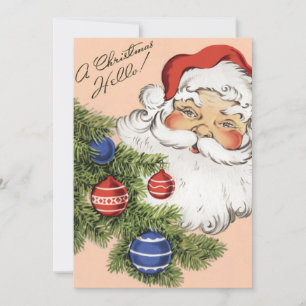 Vintage Christmas Hello! Jolly Santa Claus Holiday Card