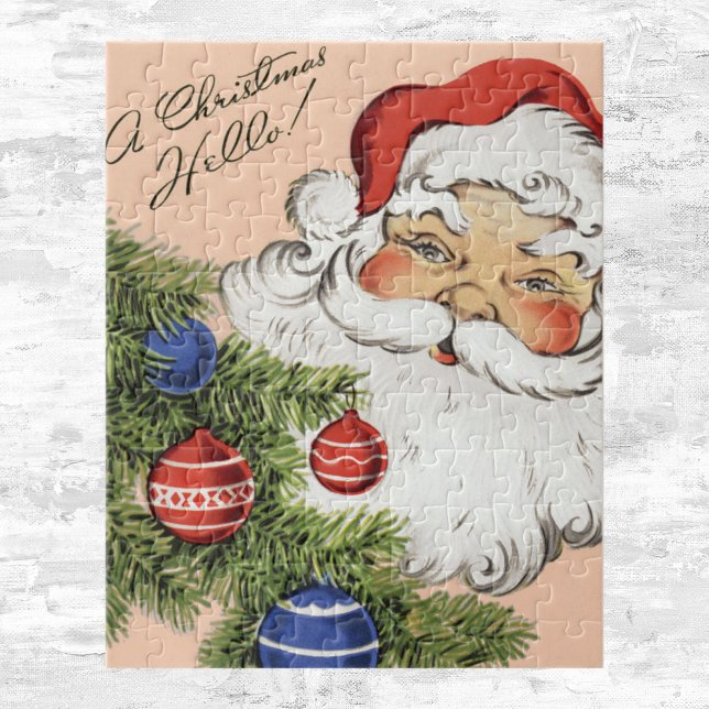 Vintage Christmas Hello! Jolly Santa Claus Jigsaw Puzzle (Creator Uploaded)